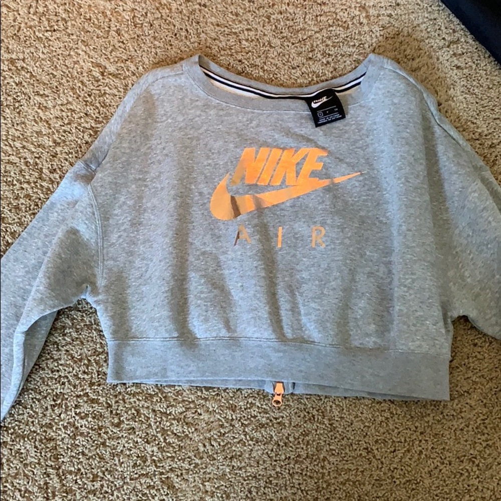 Rose gold Nike air cropped sweater- zipper back
